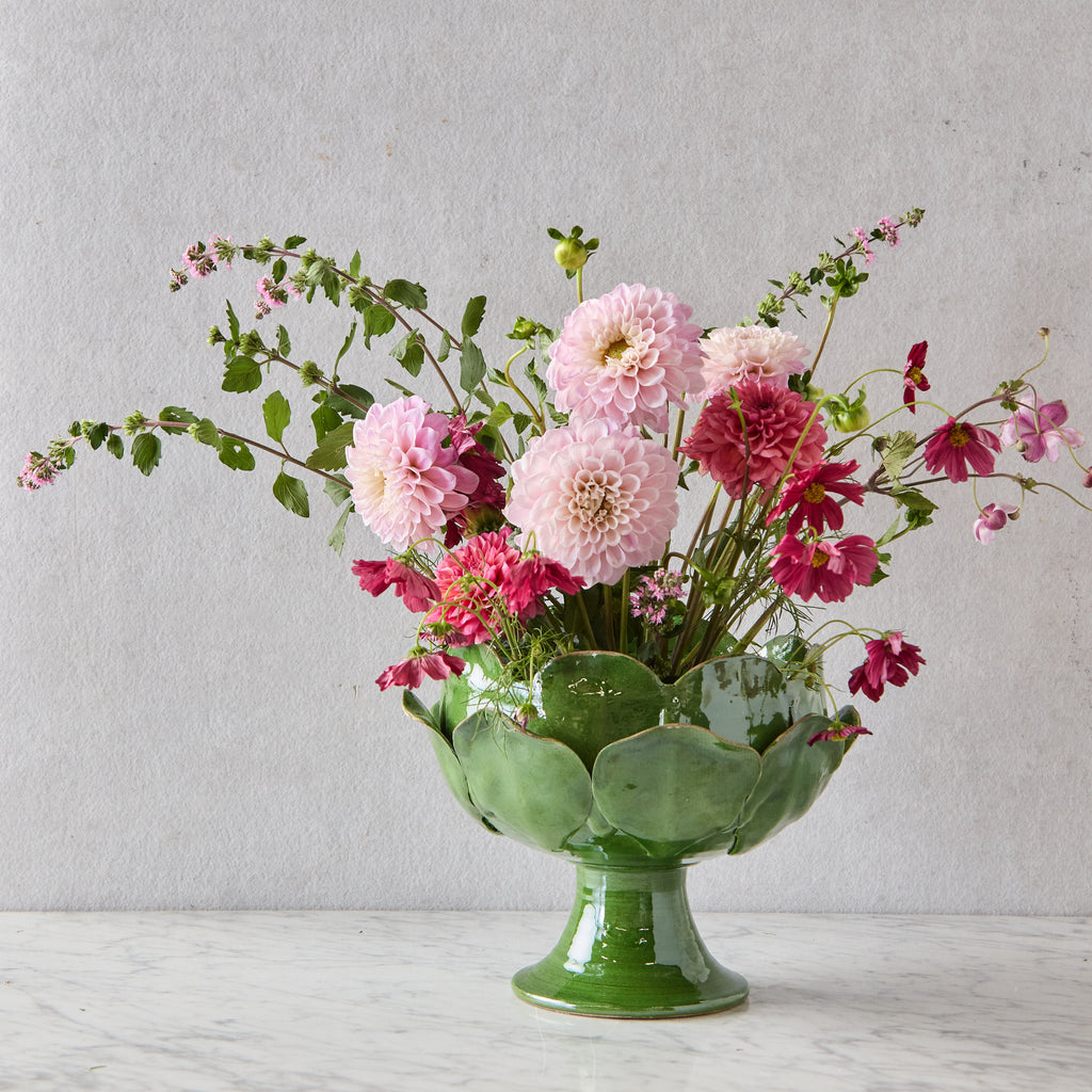 Small Ceramic Petal Vase, Green