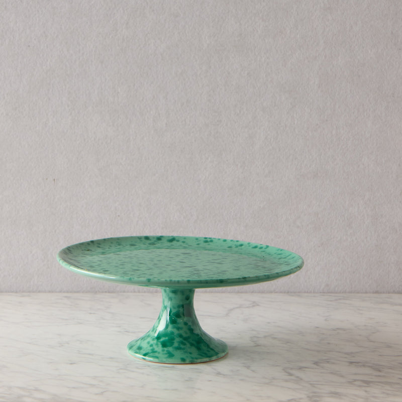 Splatterware Cake Stand, Green on Green