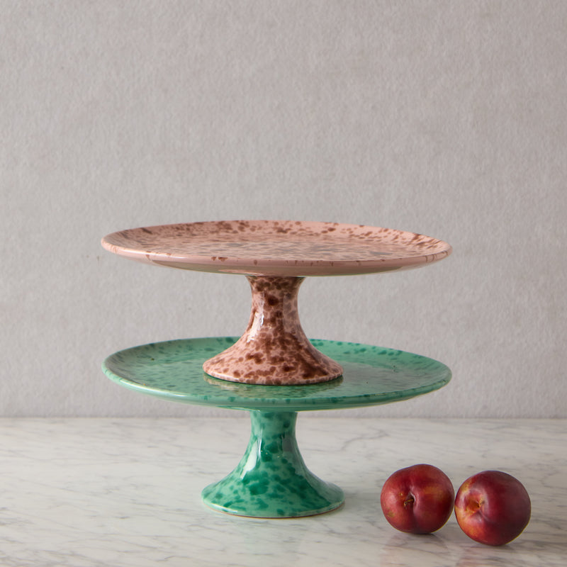 Splatterware Cake Stand, Green on Green