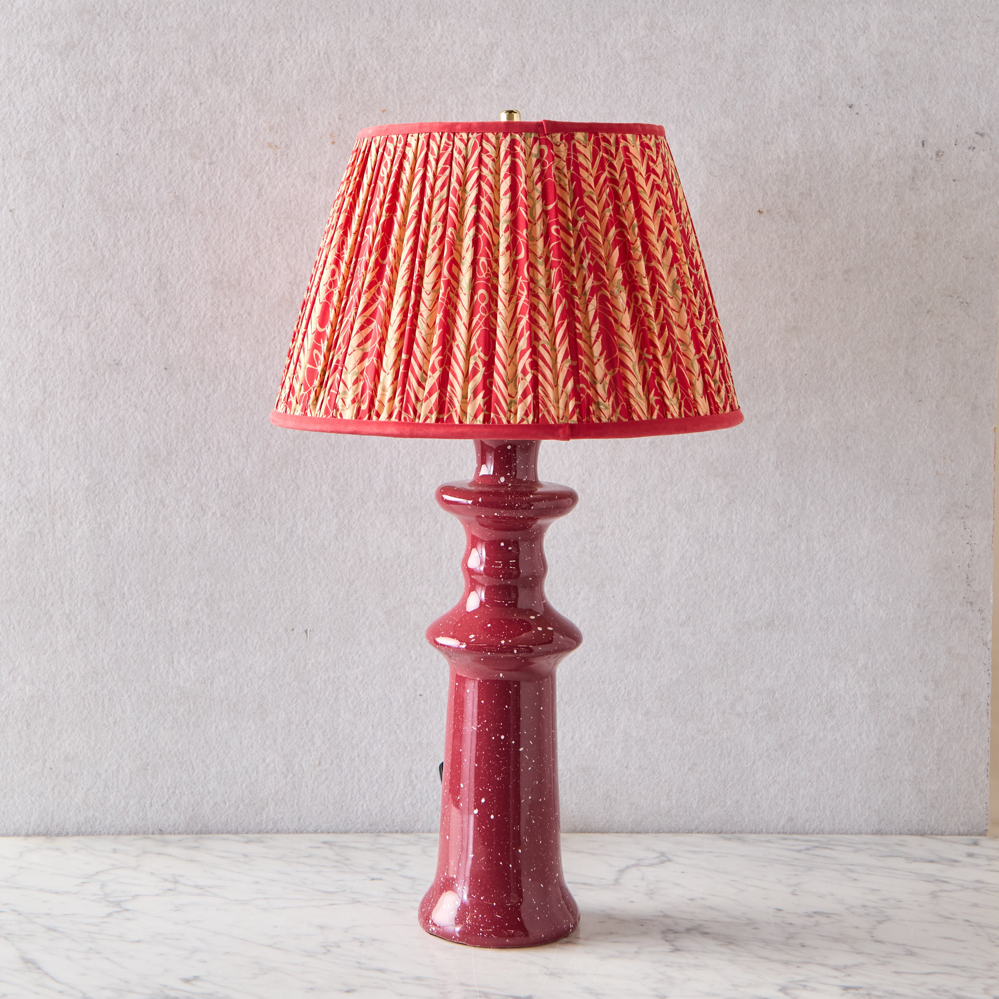 14" Lamp Shade in Hand-Blocked Silk, Flame Stitch