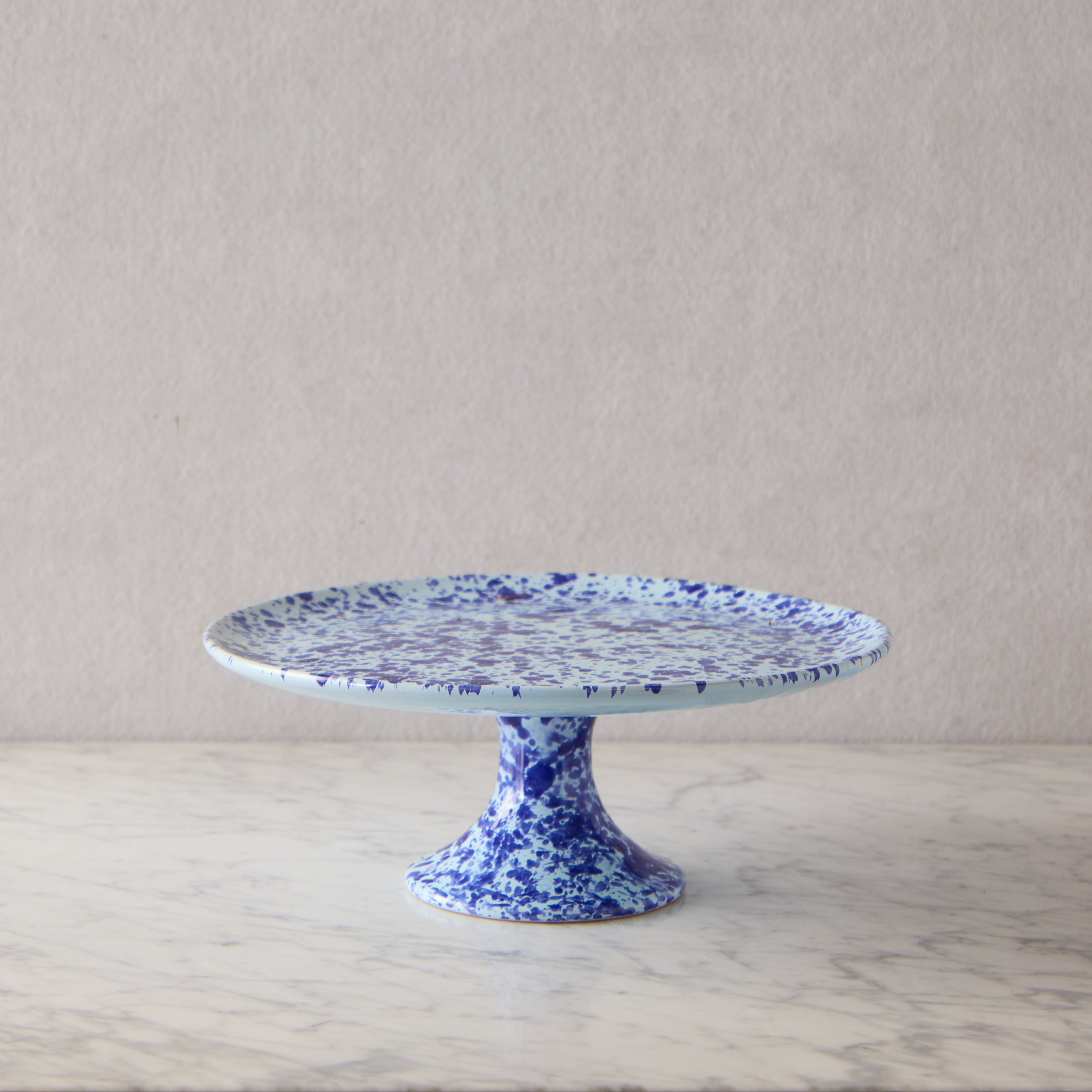 Splatterware Cake Stand, Blue on Blue