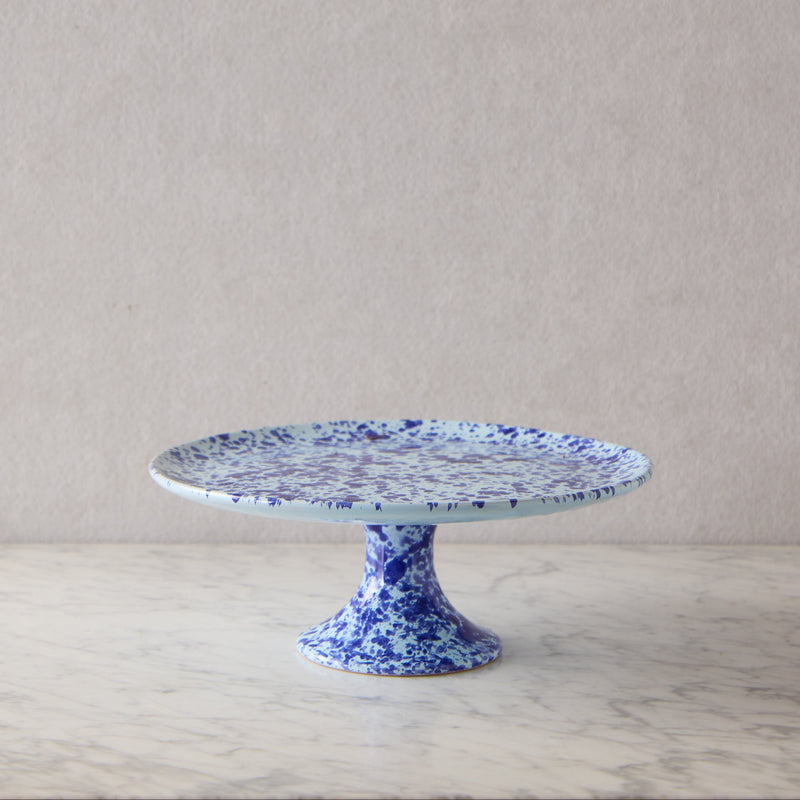 Splatterware Cake Stand, Blue on Blue