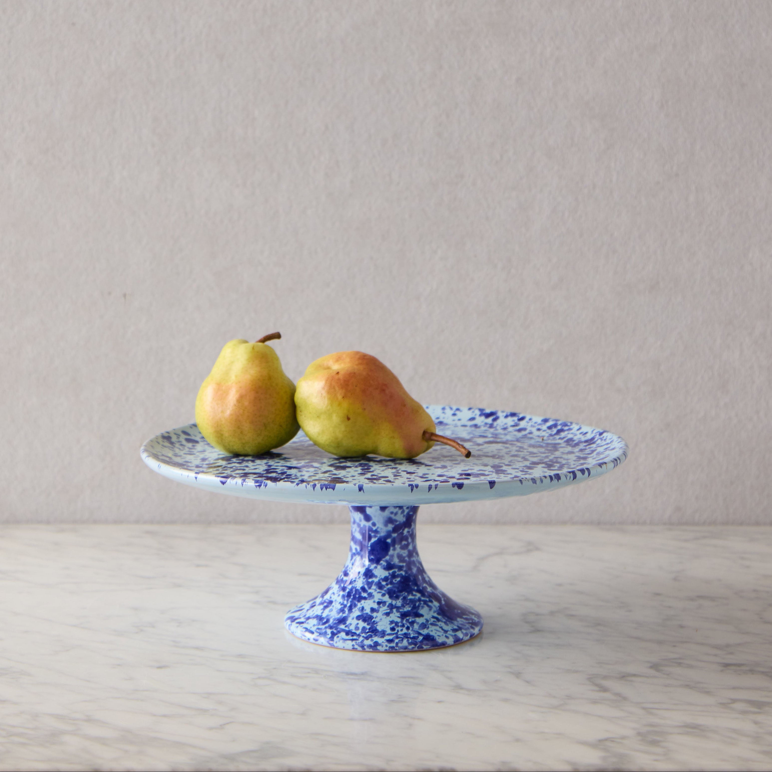 Splatterware Cake Stand, Blue on Blue
