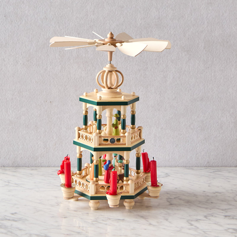 Two-Tiered Hand Painted German Nativity Carousel