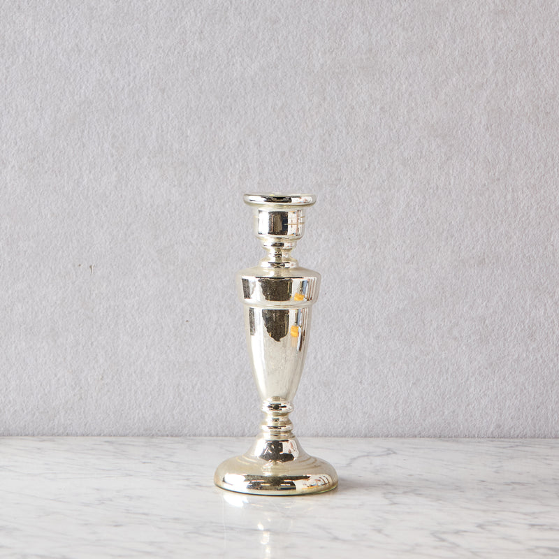 11-Inch Antique Mercury Glass Candle Holder