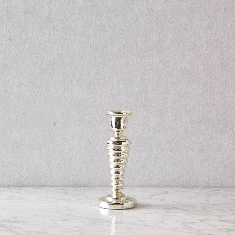 9-Inch Antique Mercury Glass Candle Holder