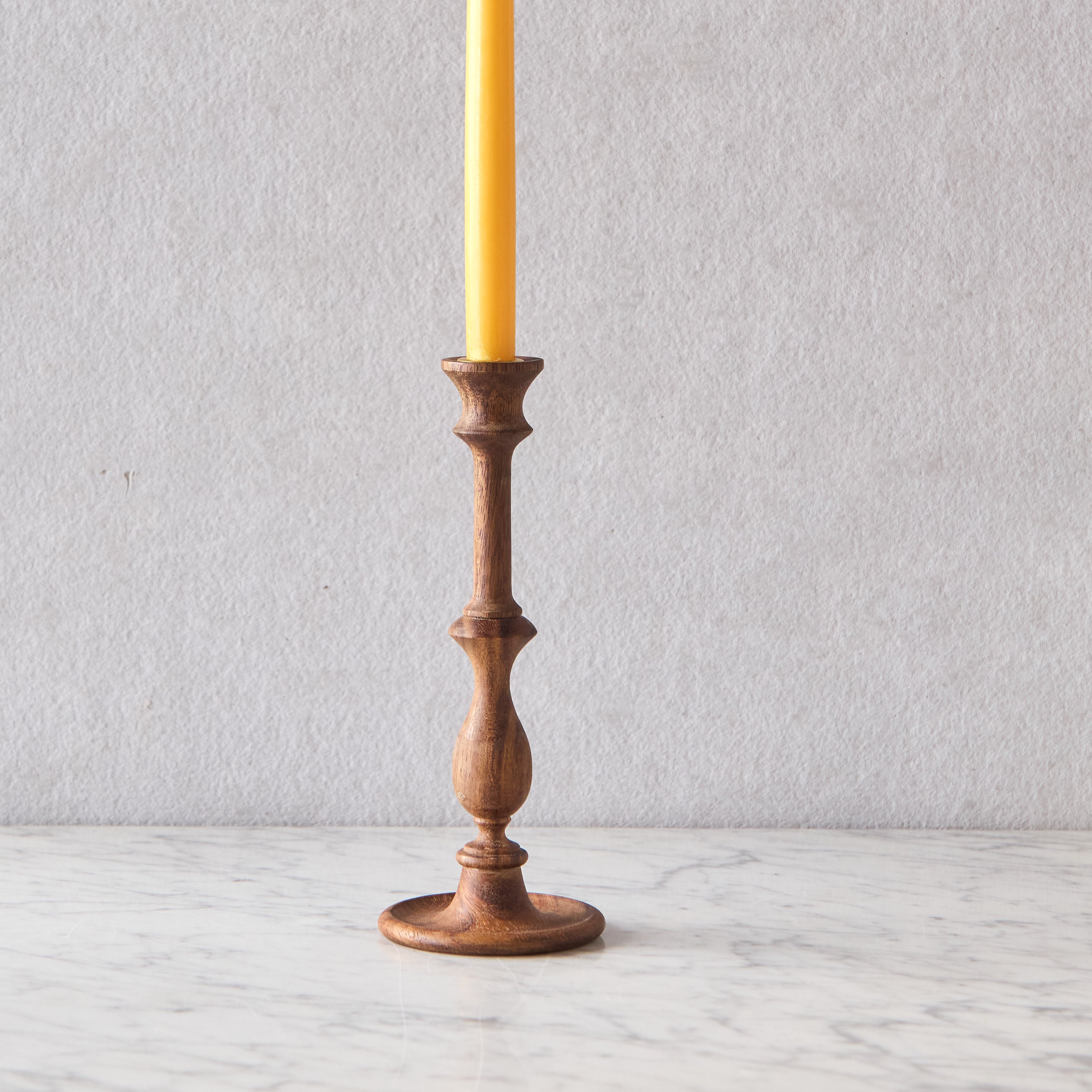 Turned Wooden Candle Holder, Tall