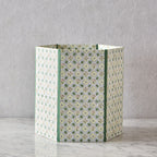 Block-Printed Hexagonal Collapsible Waste Basket, Spring Bloom Green