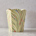 Block-Printed Scalloped Collapsible Waste Basket, Fire Whirl Moss