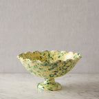 Splatterware Fluted Fruit Bowl, Green on Yellow