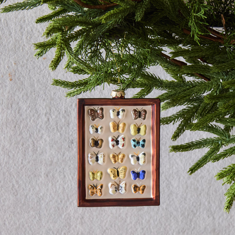Framed Butterfly Glass Ornament