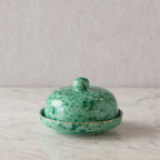 Splatterware Butter Dish, Green on Green