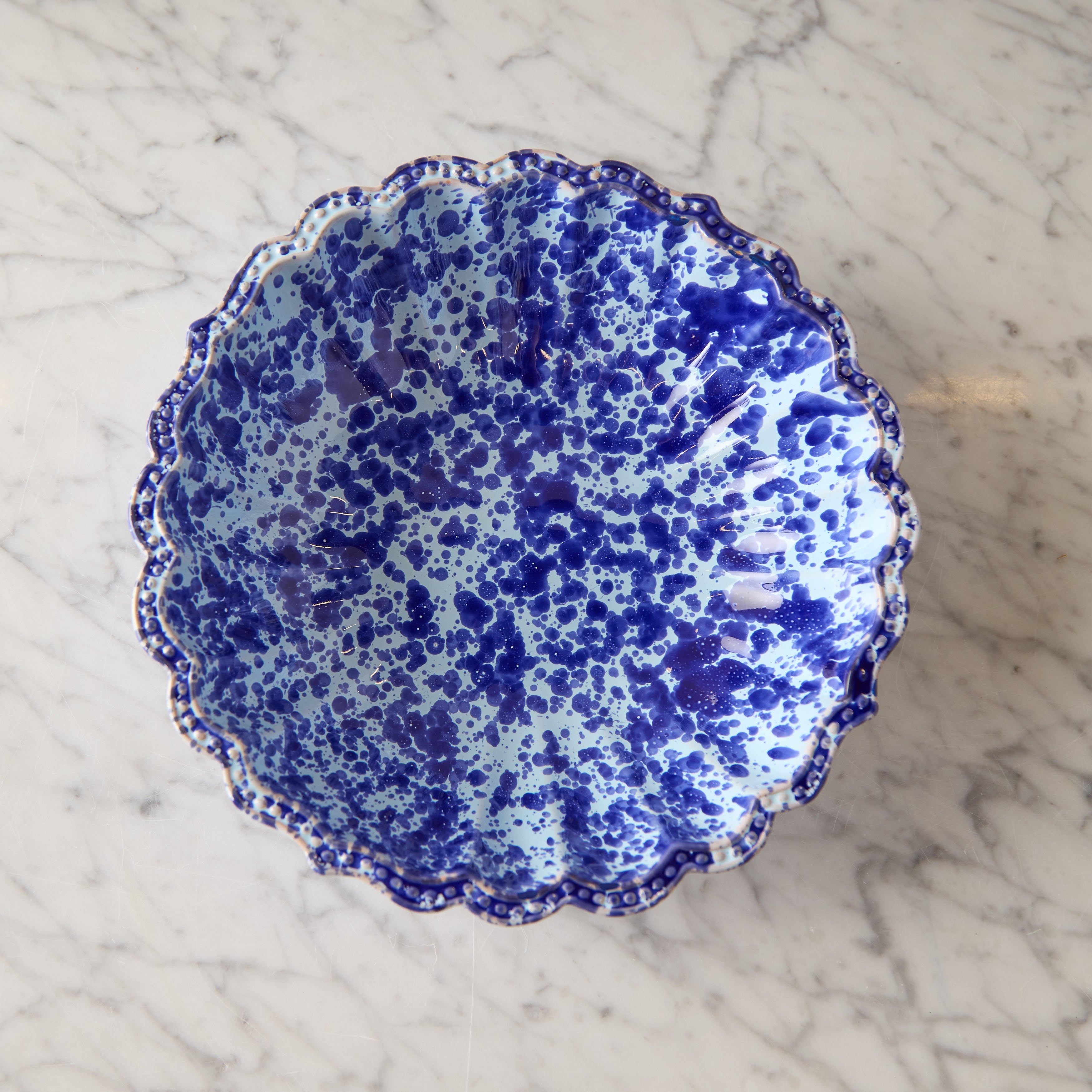 Splatterware Salad Bowl-Blue on Blue