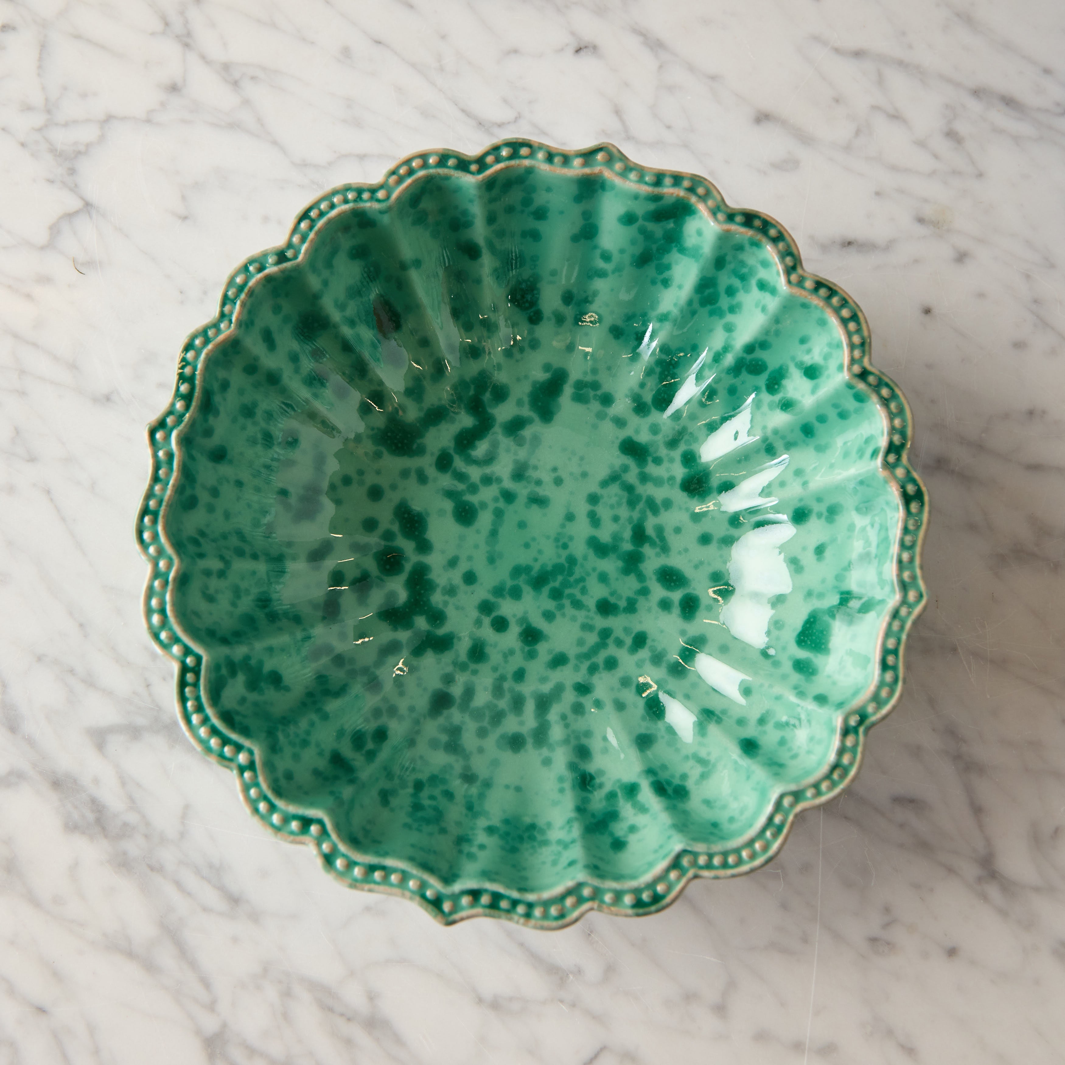 Splatterware Salad Bowl, Green on Green