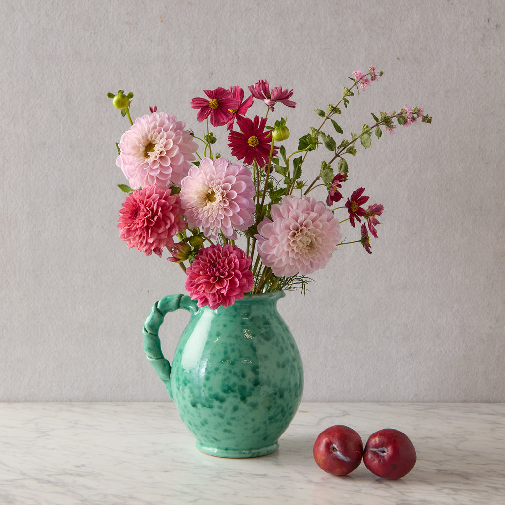 Splatterware Twist Handle Pitcher, Green on Green