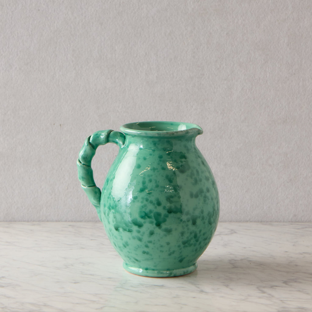 Splatterware Twist Handle Pitcher, Green on Green