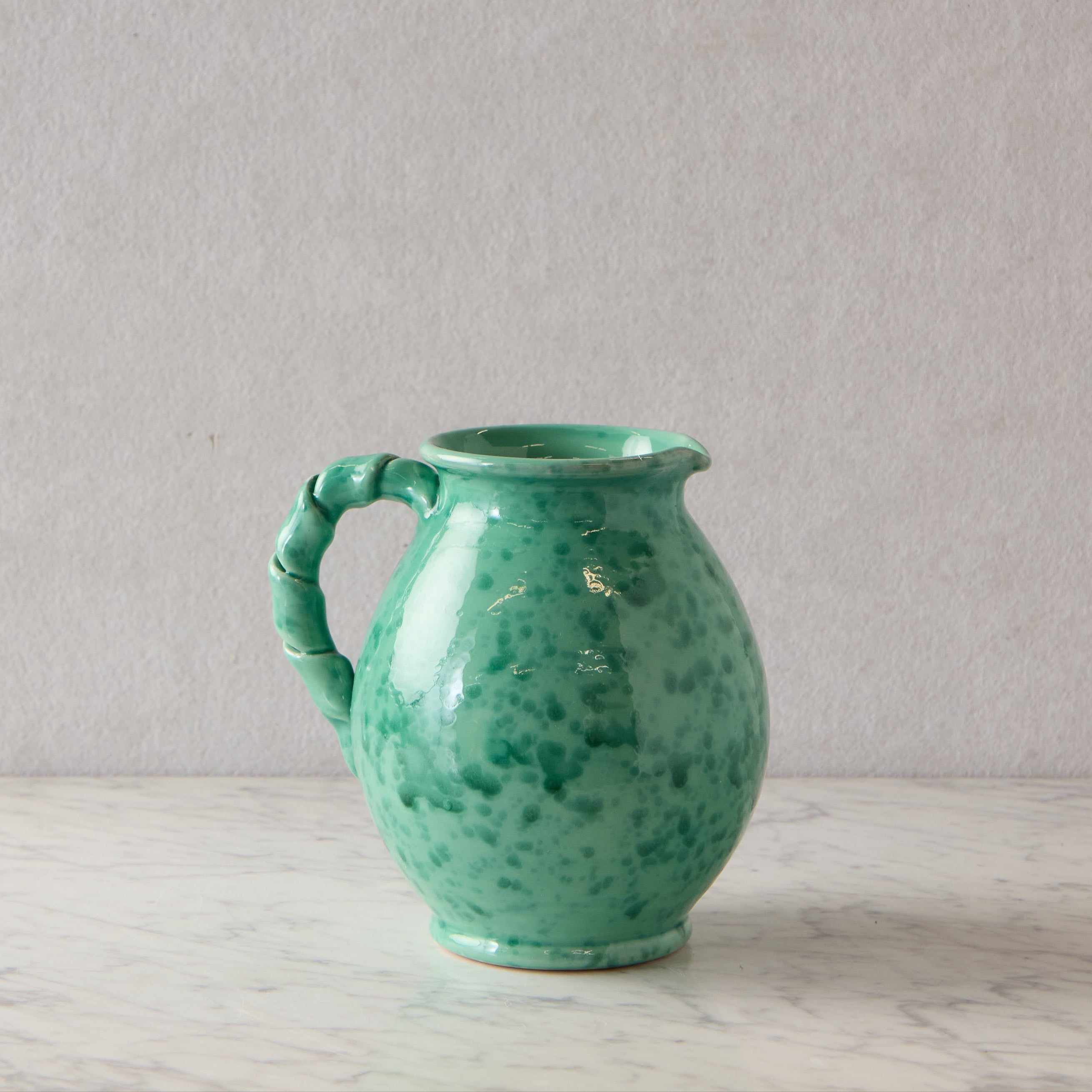 Splatterware Twist Handle Pitcher, Green on Green