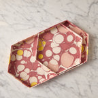 Marbled Hexagonal Tray Set, Pink & Lemon