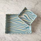 Marbled Scalloped Tray Set, Light Blue & Lemon