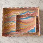 Marbled Scalloped Tray Set, Peach