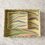 Marbled Scalloped Tray Set, Olive