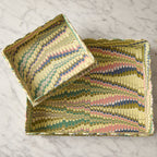 Marbled Scalloped Tray Set, Olive