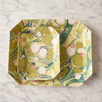 Marbled Octagonal Nesting Tray Set, Moss & Pink