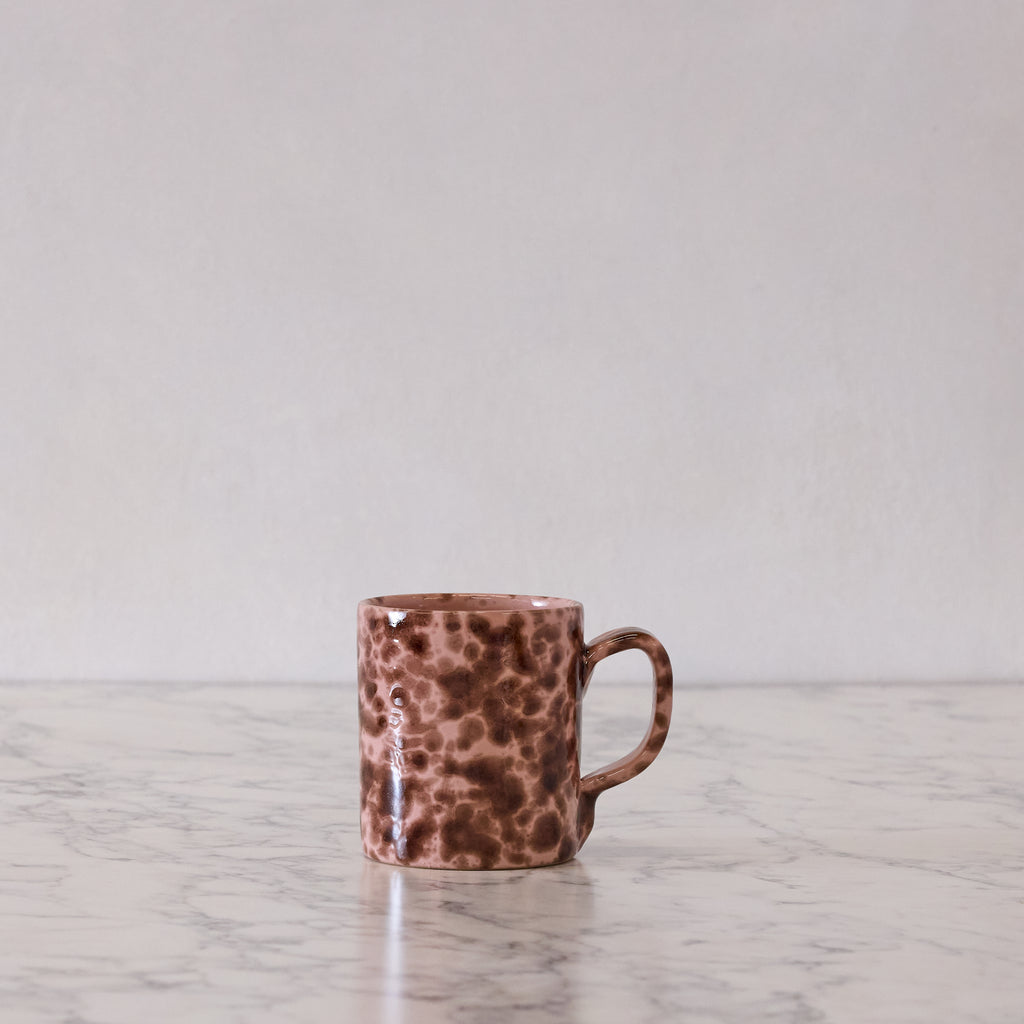 Splatterware Mug, Rose on Brown