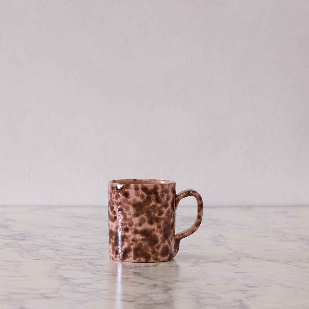 Splatterware Mug, Rose on Brown