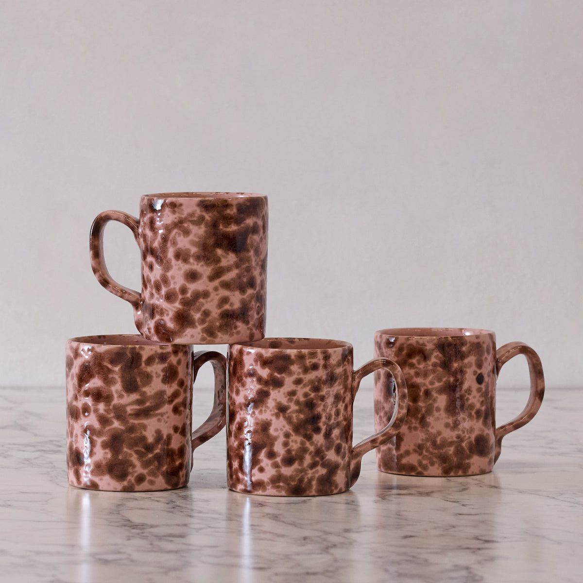 Splatterware Mug, Rose on Brown