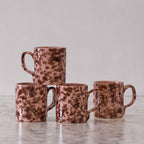 Splatterware Mug, Rose on Brown, Set of 4