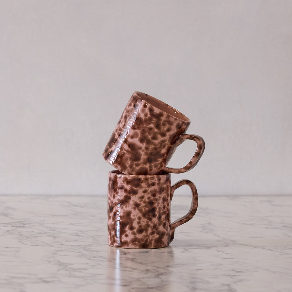 Splatterware Mug, Rose on Brown