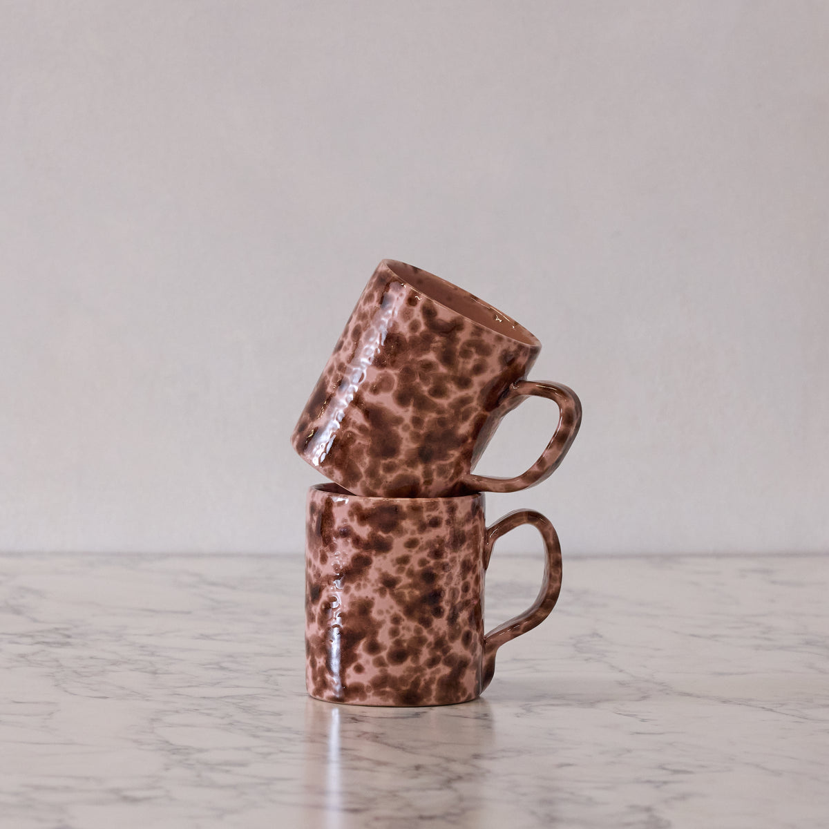 Splatterware Mug, Rose on Brown