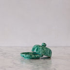 Splatterware Butter Dish, Green on Green
