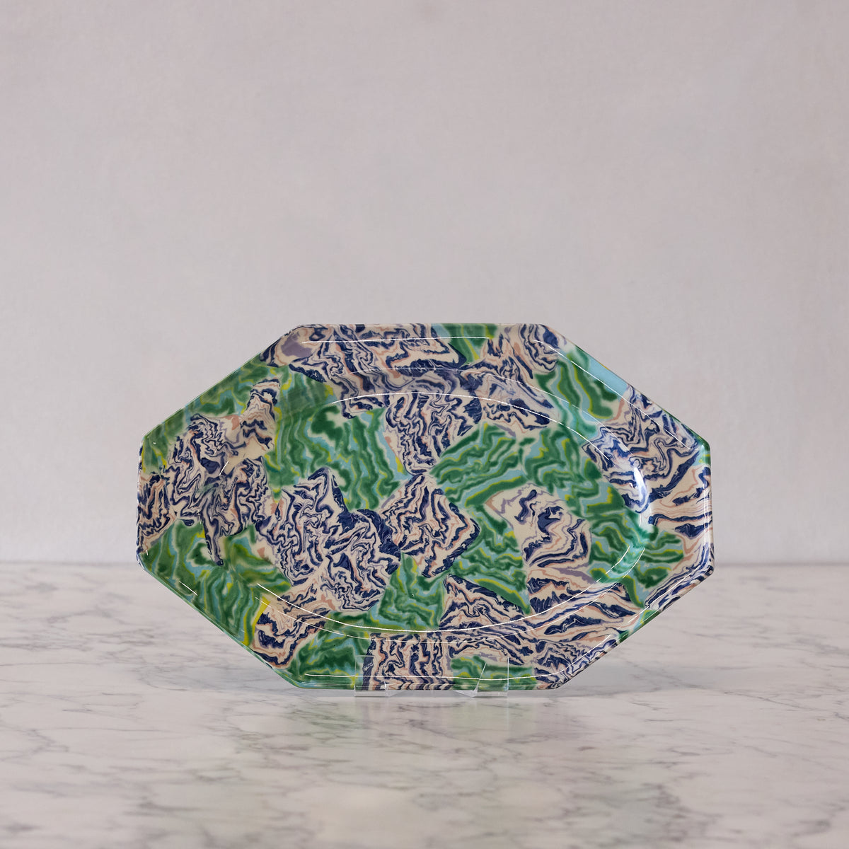 Terre Mêlée Small Octagonal Platter, Blue