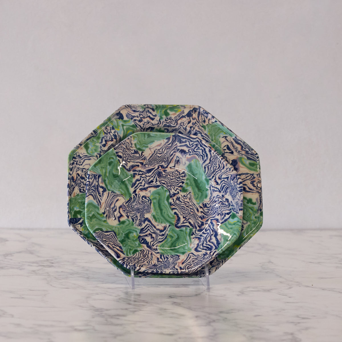 Terre Mêlée Dessert Plate, Green & Blue