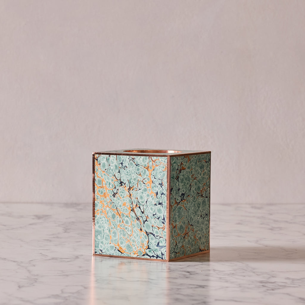 Marbled Tissue Box Cover, Seafoam