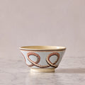 Large Mochaware Bowl, Earthworm Ribbon, Blue