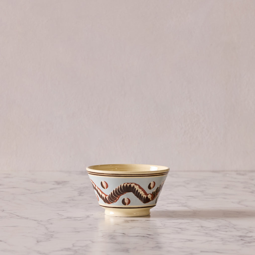 Small Mochaware Bowl, Earthworm Blue