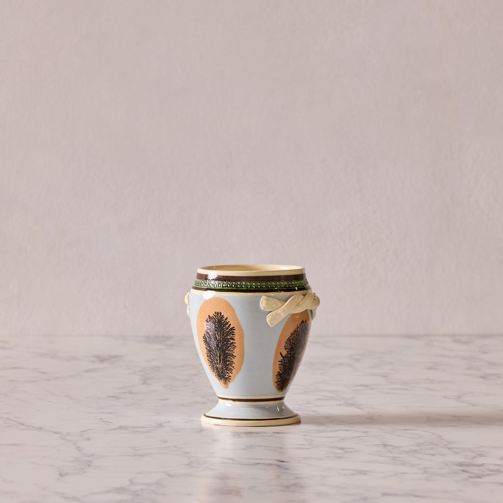 Mochaware Urn Vase, Blue