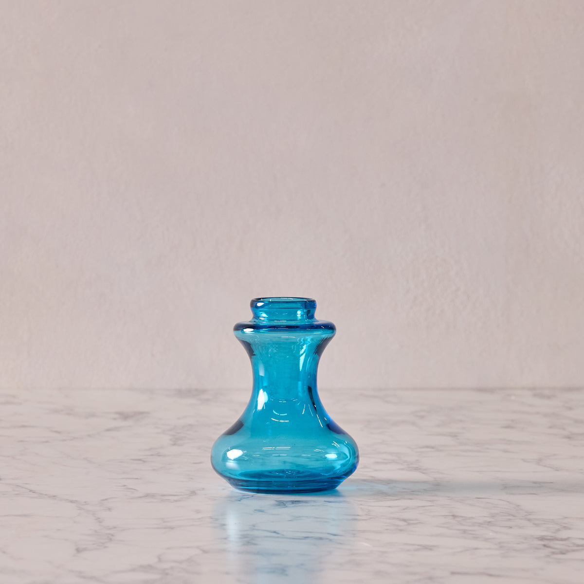 Hand Blown Bulb Vase, Low Turquoise