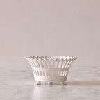 French Earthenware Openwork Basket with Feet, Small