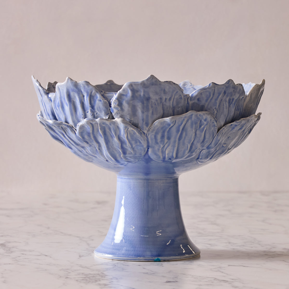 Extra Large Ceramic Leaf Vase, Blue