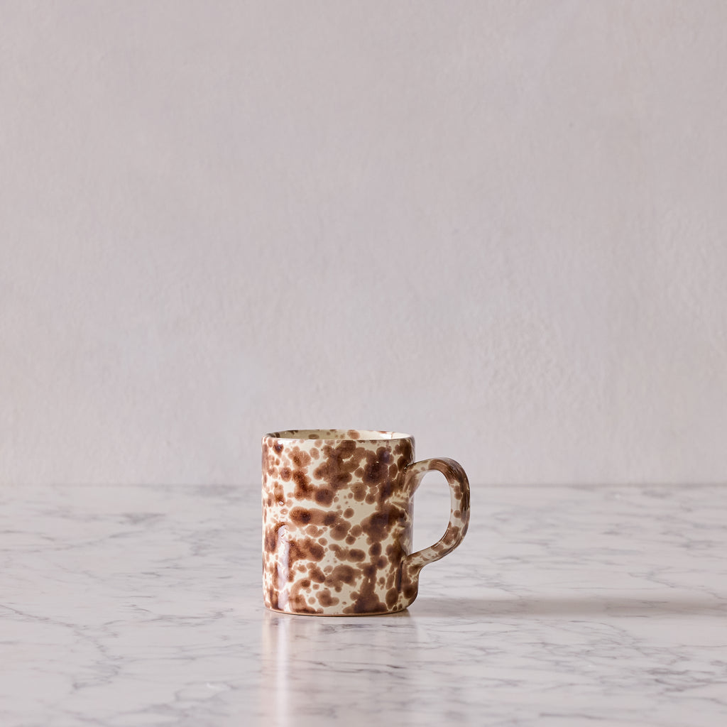 Splatterware Mug, Brown on Cream