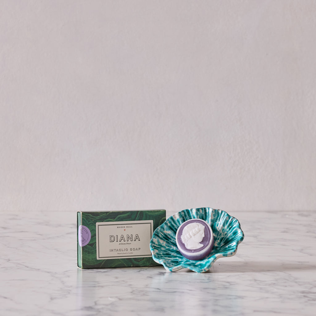Sea Green on White Shell Dish and Soap Gift Set, Multiple Options