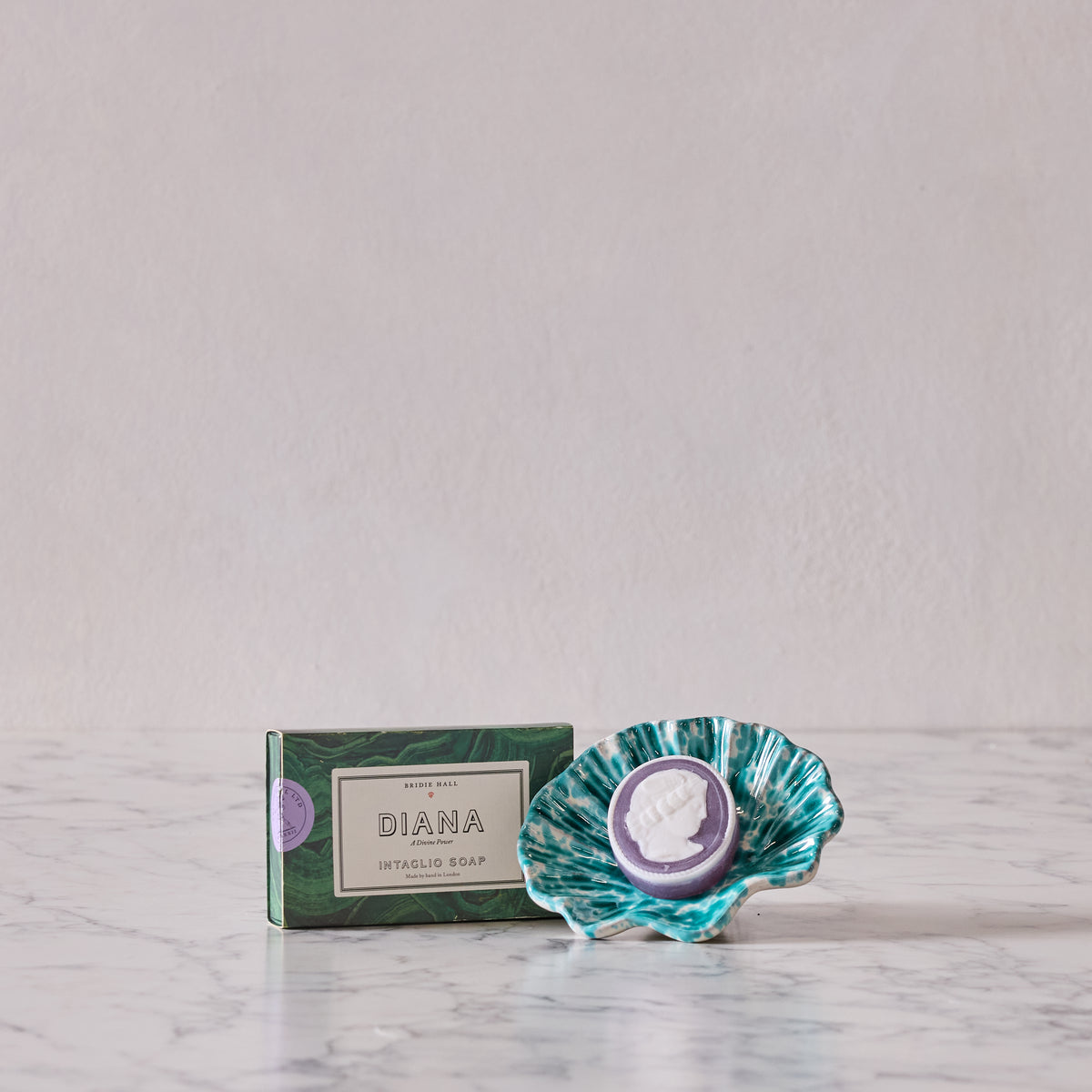 Sea Green on White Shell Dish and Soap Gift Set, Multiple Options