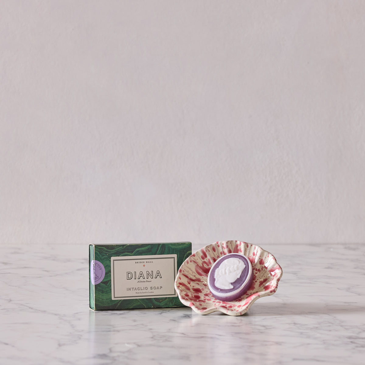 Pink on White Shell Dish and Soap Gift Set, Multiple Options