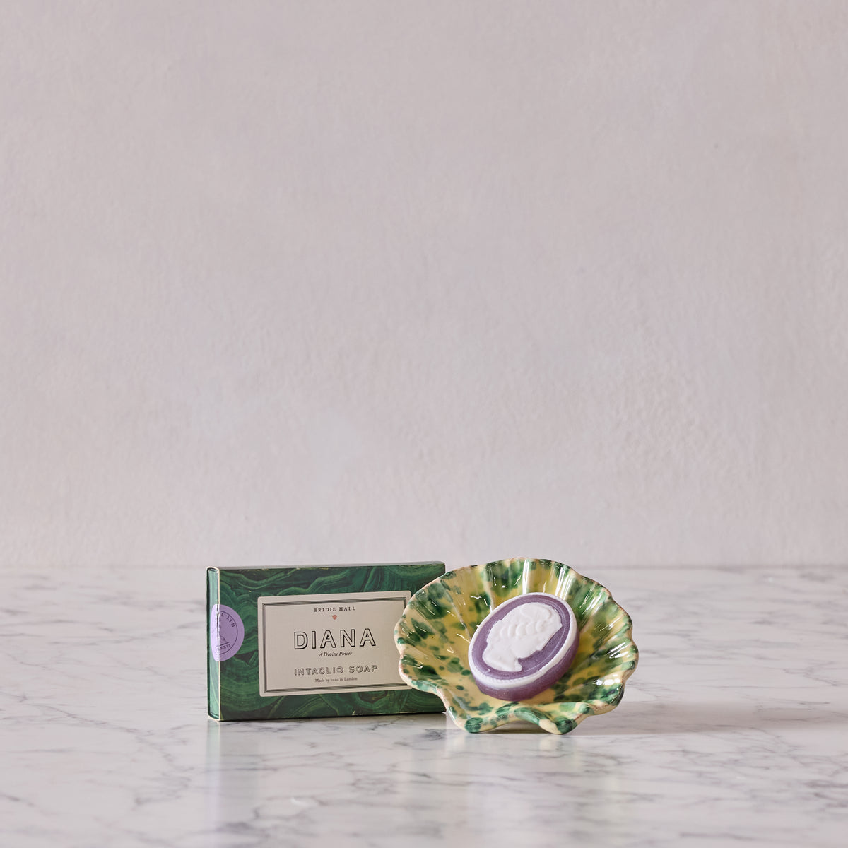 Green on Yellow Shell Dish and Soap Gift Set, Multiple Options