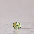 Splatterware Shell Dish, Green on Yellow