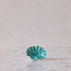 Splatterware Shell Dish, Sea Green on White